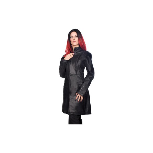 Abrigo Mode Wichtig Ladys Military Coat Nappa Leather Black