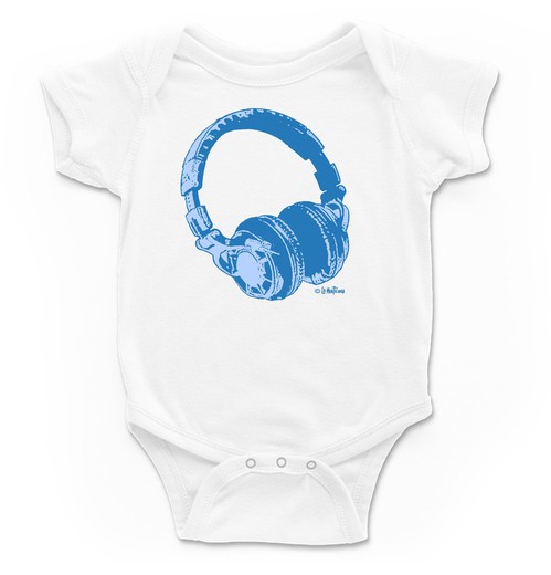Body para bebé Auriculares Azul en blanco