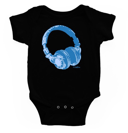 Body para bebé Auriculares Azul negro