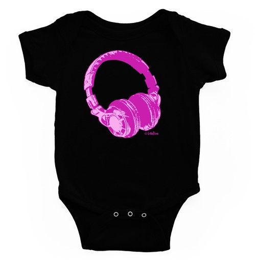 Body para bebé Auriculares Rosa negro