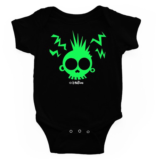 Body para bebé Calavera enfadada Verde negro