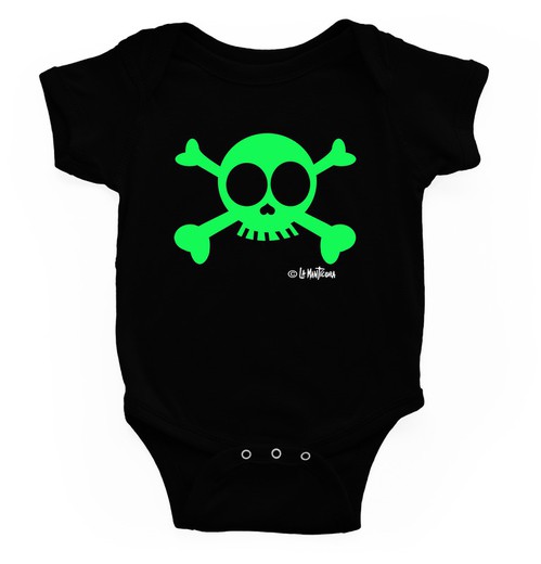 Body para bebé Calavera Green negro