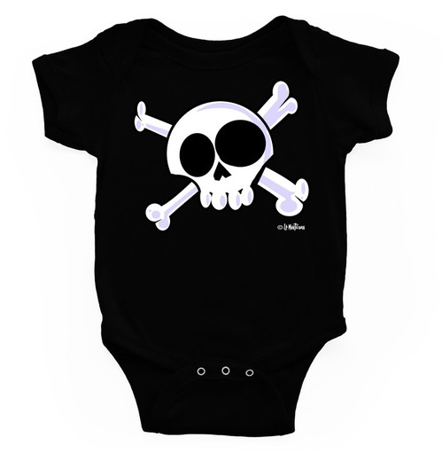 Body para bebé Calavera Pirata negro