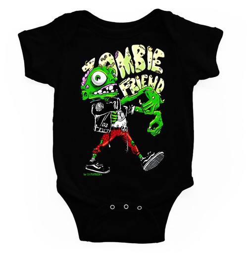 Body para bebé Zombie Friend negro