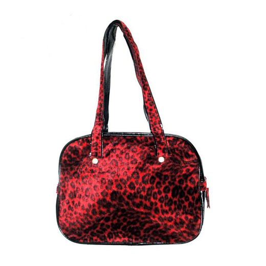 Borsa di pelliccia leopardata rossa