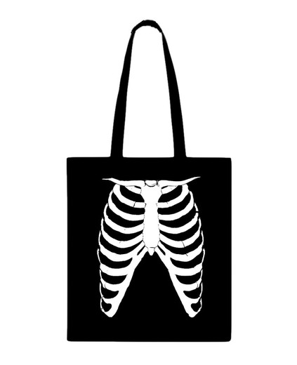 Bolso tipo tote bag  Costillar de skeleton blanco