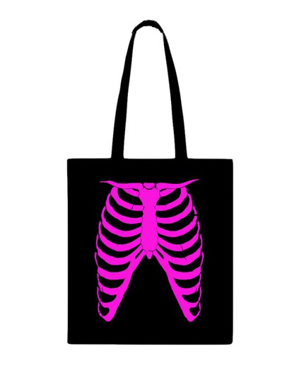 Bolso tipo tote bag  Costillar de skeleton fucsia