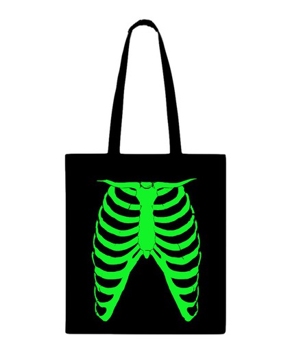 Bolso tipo tote bag  Costillar de skeleton verde