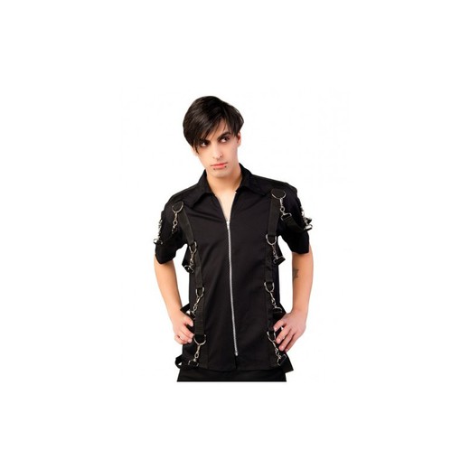 Aderlass riem overhemd denim zwart overhemd