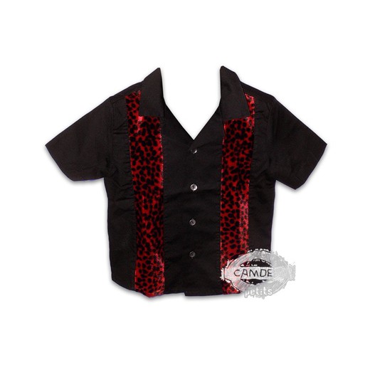 Camisa Baby Negra Leopardo Rojo