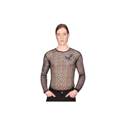 Lovesect Basic Longsleeve Crochet Black Shirt