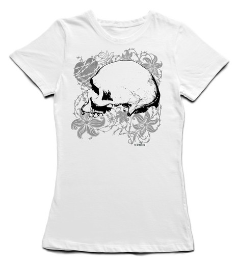 Camiseta entallada Calaveras of love en blanco