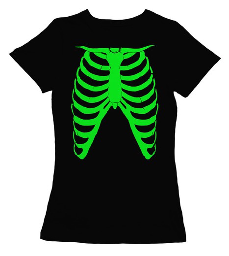 Camiseta entallada skeleton verde