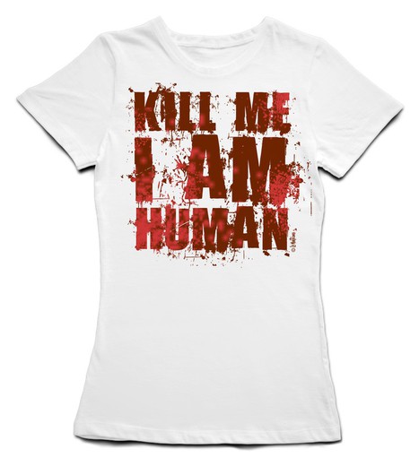 Camiseta entallada Zombie Kill me blood en blanco