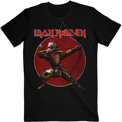 Camiseta Iron Maiden unisex: Senjutsu Eddie Archer Red Circle