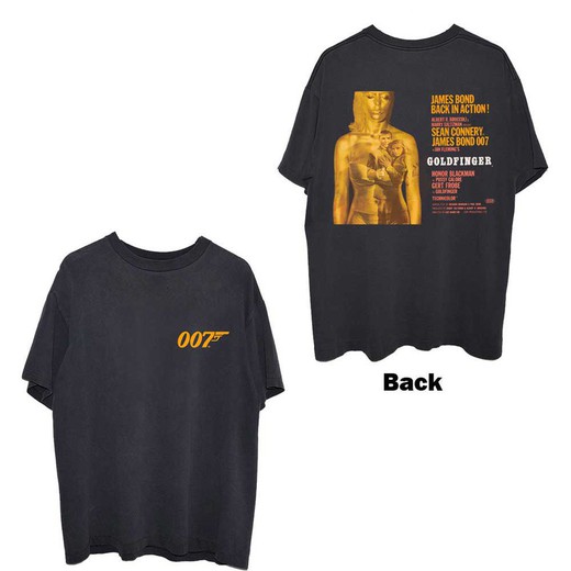 Camiseta James Bond 007 unisex: Goldfinger Movie Poster (Back Print)