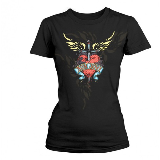 Camiseta de manga curta Bon Jovi Girl - Heart & Dagger