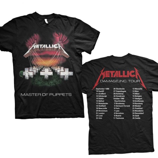 Camiseta Metallica unisex: Master of Puppets European Tour '86. (Back Print)