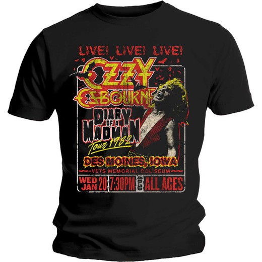 Camiseta Ozzy Osbourne unisex: Diary of a Madman Tour