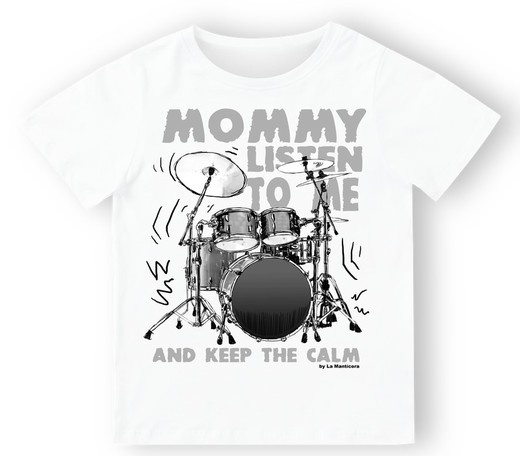 Camiseta para bebé Bateria Monny listen to me en blanco