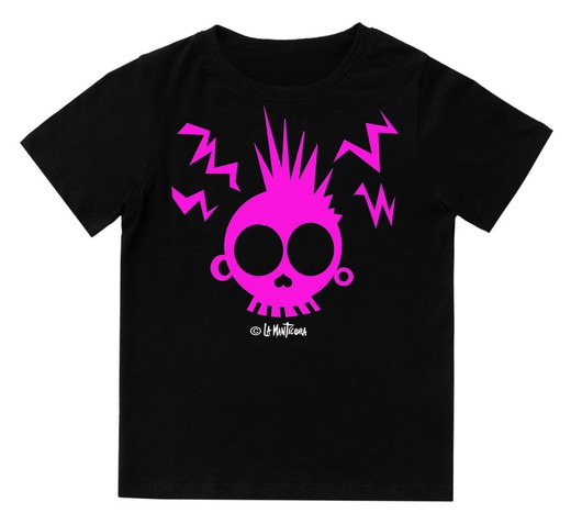 Camiseta para bebé Calavera enfadada rosa