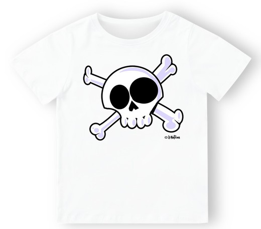 Camiseta para bebé Calavera Pirata en blanco