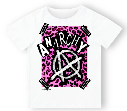 Camiseta para niño Anarquia Pink en blanco