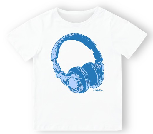 Camiseta para niño Auriculareses Blue en blanco