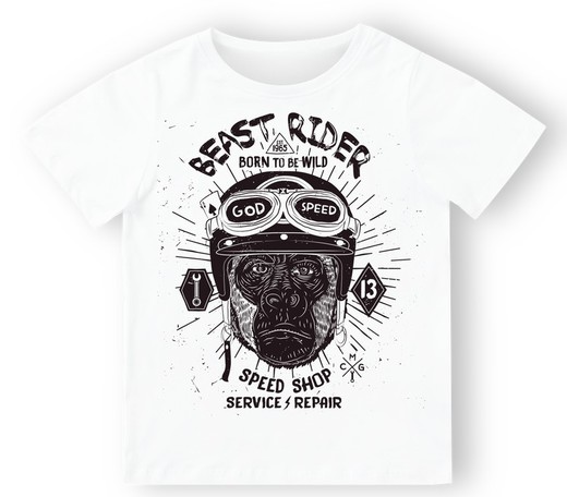 Camiseta para niño Beast ryder en blanco