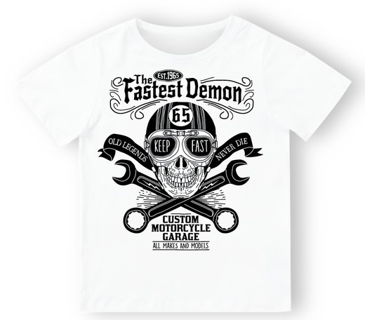 Camiseta para niño Fastest Demon en blanco
