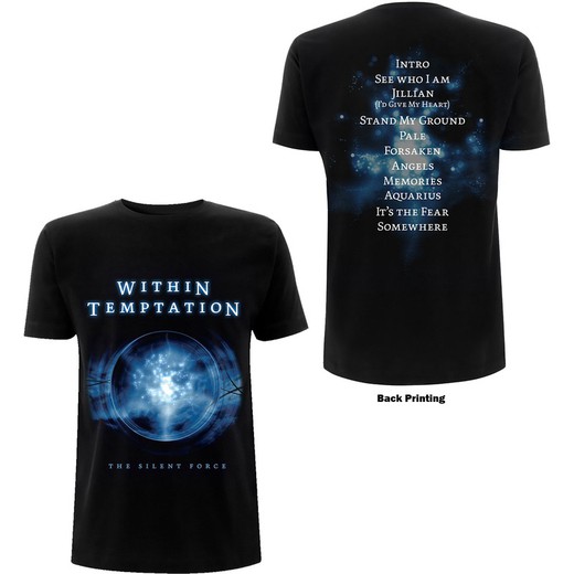 Camiseta Within Temptation unisex: Silent Force Tracks (Back Print)