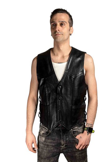 Smooth Leather Lace Vest
