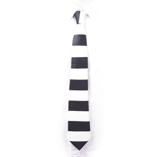 Gravata larga listrada preta branca