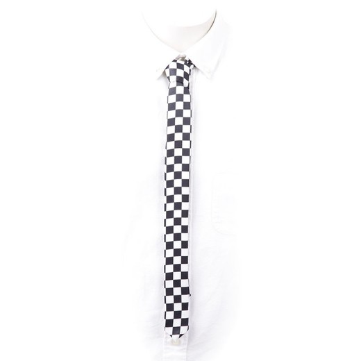 Fijne zwart-wit geruite stropdas