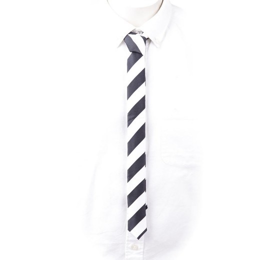 Cravate fine rayée blanche