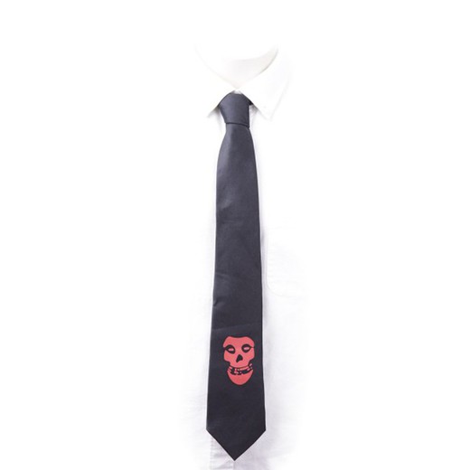 Corbata negra Misfits logo Rojo