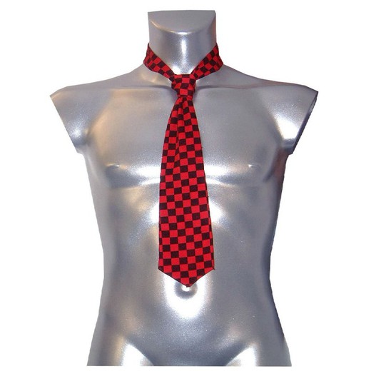Rode en zwarte geruite stropdas