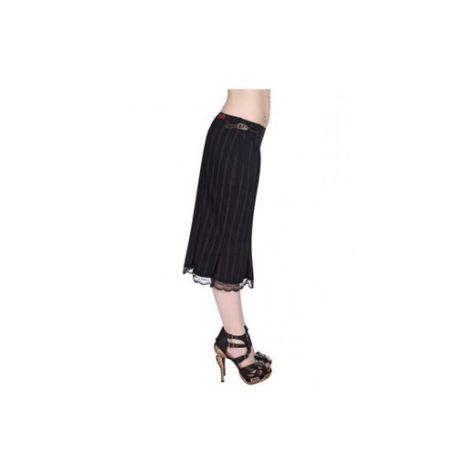 Falda Aderlass Pretty Steampunk Skirt Pin Stripe Black-Brown