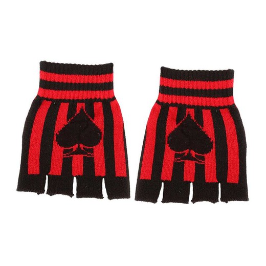 Guantes Mitones Pica Poker rojo y Negro