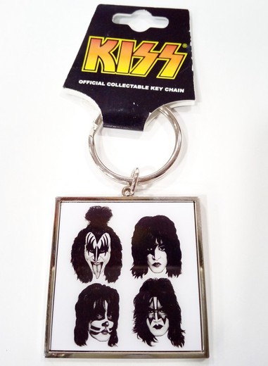 Kiss Graphite Faces Metal Keychain