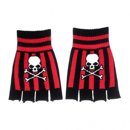 Mitones Rojos a Rayas con Calaveras