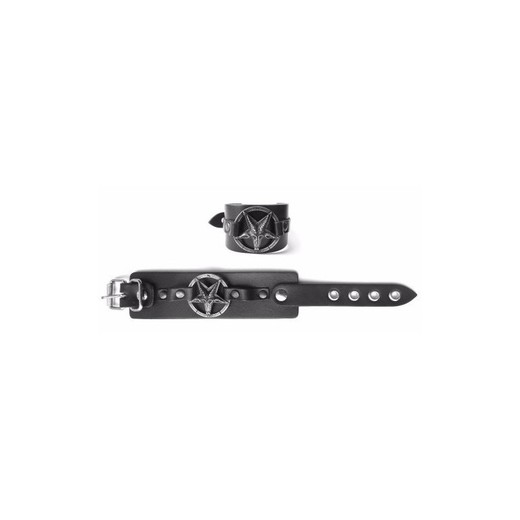 Mode Wichtig Leder-Armband Metall Gothic Star Schwarz Armband