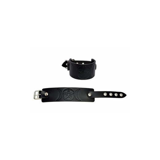 Muñequera Mode Wichtig Leder-Armband Okkult Black