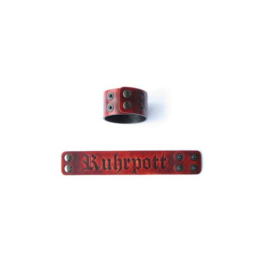 Muñequera Mode Wichtig Leder-Armband Ruhrpott Red-Black