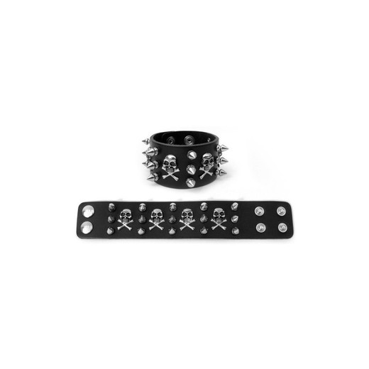 Bracelet Mode Wichtig Leder-Armband Skull Metall Pirat Noir