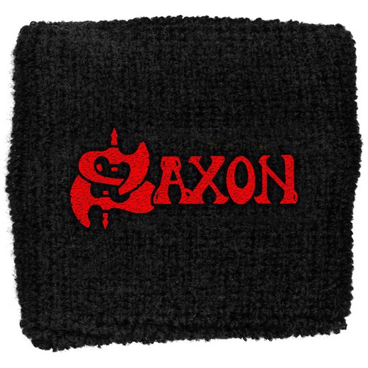Saxon - Red Logo Embroidered Wristbands