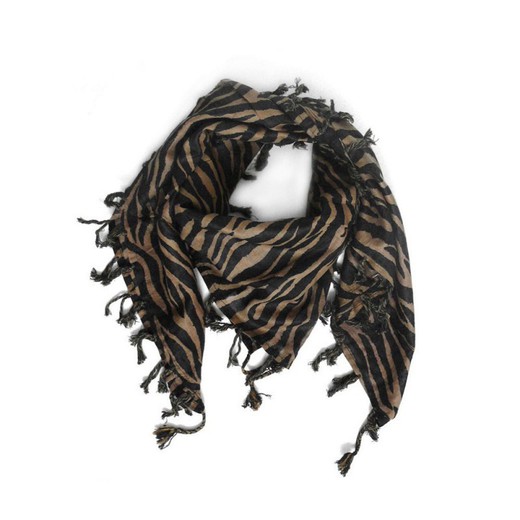 Zebra bruine sjaal met franjes 100x100