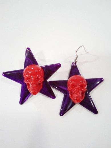 Lila Calavera Red Star Earring