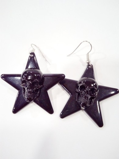 Black Star Black Skull Ohrring