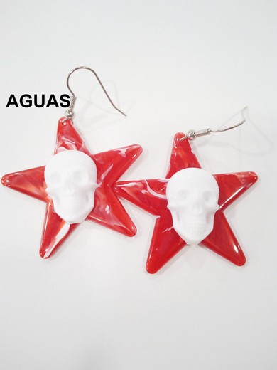 Red Star Earring Calavera Blanca